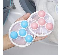 Annadue Lot de 3 Boules de Lavage à Bulles Multifonctions sans Enroulement avec Filet pour Laveuse à Chargement par le Haut, Collecteur de Peluches, Sac Filtre à Cheveux (Bleu + violet + rose)