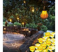 Annadue Lumières de Fleurs de Jonquille à LED à énergie Solaire, Décoration de Jardin Extérieur Marche/arrêt Automatique, Paquet de 4 Lampes de Jardin étanches pour Allées, éclairage Nocturne coloré