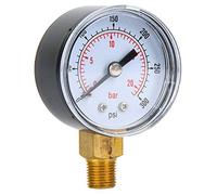 Annadue Manomètre BSPT 1/8" 0-60 Psi 0-4 Bar à Double échelle Mécanique à Montage Inférieur pour Air, et Eau, Boîtier en Métal, Cadran Transparent (0-300psi,0-20bar)