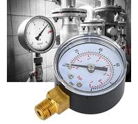 Annadue Manomètre BSPT 1/8" 0-60 Psi 0-4 Bar à Double échelle Mécanique à Montage Inférieur pour Air, et Eau, Boîtier en Métal, Cadran Transparent (0-100psi,0-7bar)