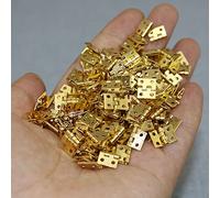 Annadue Mini Charnières en Laiton 1/4 Po, Petite Charnière Pliante à 4 Trous avec Vis, 8 X 10 Mm, Résistante à la Corrosion et à la Rouille, pour Maisons de Poupées, Armoires, Boîtes à Bijoux (GOLD)