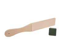 Annadue Nécessaire de Polissage en Cuir, Planche de Ponçage en Bois, Lot | Affûtage double face, poignée en bois, entretien de la lame, outil de couteau, composé d\'affûtage