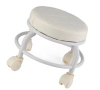Annadue Ottoman Roulant, Repose-Pieds avec Mousse à Mémoire de Forme Haute densité, Roues Silencieuses et Imperméables, Conception Double Couche, Tabouret Roulant Bas pour Bureau Familial (Beige)