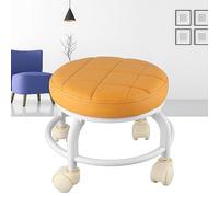 Annadue Ottoman Roulant, Repose-Pieds avec Mousse à Mémoire de Forme Haute densité, Roues Silencieuses et Imperméables, Conception Double Couche, Tabouret Roulant Bas pour Bureau Familial (Orange)