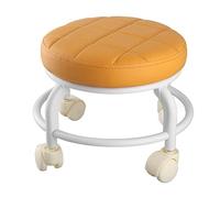 Annadue Ottoman Roulant, Repose-Pieds avec Mousse à Mémoire de Forme Haute densité, Roues Silencieuses et Imperméables, Conception Double Couche, Tabouret Roulant Bas pour Bureau Familial (Orange)