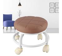 Annadue Ottoman Roulant, Repose-Pieds avec Mousse à Mémoire de Forme Haute densité, Roues Silencieuses et Imperméables, Conception Double Couche, Tabouret Roulant Bas pour Bureau Familial (Brown)