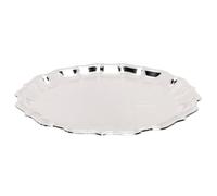 Annadue Plateau de Service Gaufré de 12 Pouces pour Gâteau Apéritif Fête | Relief floral vintage, finition galvanisée miroir, bord festonné, organisateur de bijoux, présentoir de buffet