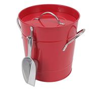 Annadue Seau à Glace, Bac à Bière en Plastique galvanisé, Seau à Glace Rond avec Pelle, Bac à de Bar pour le Stockage du Vin, Accessoire de Bar pour le Divertissement à Domicile (rouge)