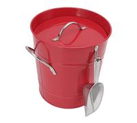 Annadue Seau à Glace Rond avec Pelle à Glace, Bac de Refroidissement de Bière en Feuille Galvanisée pour le Stockage du Vin à Domicile du Bar (rouge)