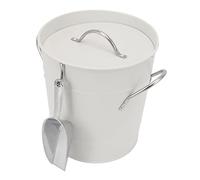 Annadue Seau à Glace Rond avec Pelle à Glace, Bac de Refroidissement de Bière en Feuille Galvanisée pour le Stockage du Vin à Domicile du Bar (WHITE)
