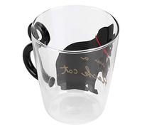 Annadue Tasse en Forme de Chat, Tasse Réutilisable Transparente Résistante à la Chaleur, Bouteille pour Enfants pour l'eau, le thé au Lait, Verre à café avec Motif Animal, Verre en Forme de Chat