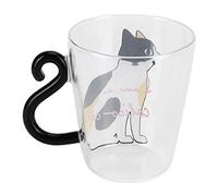 Annadue Tasse en Forme de Chat, Tasse Réutilisable Transparente Résistante à la Chaleur, Bouteille pour Enfants pour l'eau, le thé au Lait, Verre à café avec Motif Animal, Verre en Forme de Chat