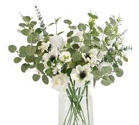 Anna's Whimsy 10 Pcs Fleurs Artificielles Deco, Bouquet de Fleur, Bouquet Artificielle Haut de Gamme pour Mariage Maison Cuisine Jardin Fête Décoration (Blanc)