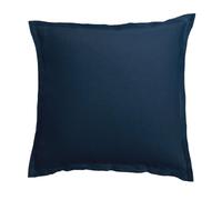 Anne de Solène - Taie d'oreiller 65x65cm - Lina - Bleu De Chine - 100% Pur Lin Lavé - Uni - Style Froissé Authentique - Chic Élégant - Finition Parement 5 cm - Lavable 60°C