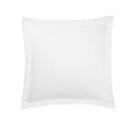 Anne de Solène - Taie d'oreiller Outlet 65x65cm - Bord De Mer - Blanc - Satin Jacquard - Carreaux & Esprit Balnéaire - Finition Double Volant Plat Uni - Repassage Facile - Lavable 60°C