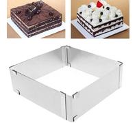 Anneau à gâteau en acier inoxydable carré Cake Mousse moule anneau Cutter,réglable de 10cm à 18cm.