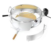 Anneau à pizza en acier inoxydable avec broche rotative - Set pour barbecue sphérique de 57 cm - Ouverture réglable - Pierre à pizza en cordiérite 38 cm - Pour barbecues sphériques de 55 à 57 cm