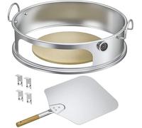 Anneau à Pizza en INOX avec Poignées Amovibles, Pierre à Pizza 38 cm, Pelle à Pizza et Thermomètre Barbecue à Charbon Kettle 57 cm