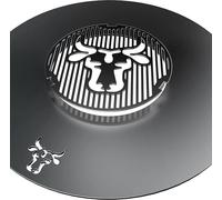 Anneau de cuisson + insert de grille | Rond | Motif barbecue | Acier | Grille pour plaque de cuisson plancha, dimensions : 55 cm. Anneau de cuisson + insert de grille