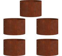 Anneau de jardinière 5 pcs Marron 30 x 30 x 20 cm Acier patiné