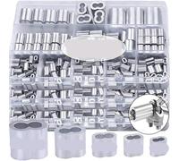 Anneau de sertissage de câble à Double trou, manchons de boucle en aluminium en forme de 8, Clips fixes de câble métallique, bouchon de verrouillage de cordon, outil matériel(M2x30pcs)