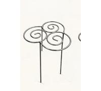 Anneau de support pour plantes en métal 10,8 x 10,8 in, cercles décoratifs à traverser avec 3 volutes spiralées, arceau en fer plein pour pots d’intérieur, pivoines, fleurs de jardin, gris foncé