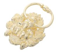Anneau de Tirage en Laiton Doré Tête de Lionceau vintage | Finition Laiton Massif Patiné, Poignée pour Portes d'Entrée en Bois, Villas ou Boutiques