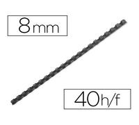 Anneau plastique à relier fellowes dos rond capacité 40f 8mm diamètre 300mm longueur coloris noir boîte 100 unités