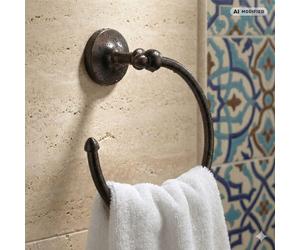 Anneau porte-serviette PaulGurkes Nostalgie Noir Cuivre Style Rétro Accessoires de Salle de Bain