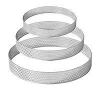 Anneaux à tarte 3 pièces, anneaux de cuisson microperforés en acier inoxydable 10/15/20 cm, pour tartes pâtisserie gâteaux pizzas muffins