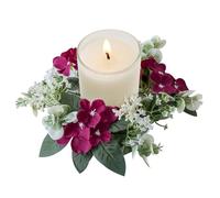 Anneaux de Bougie Floral 10 Pouces Petites Bougies couronnes artificielles Anneaux de Bougie artificiels pour piliers d'hortensias Anneaux de Bougie couronnes, vin de Porte Rouge, Porte-piliers