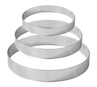 Anneaux de Cuisson, 3 Pièces Cercles à Tarte Diamètre 10/15/20 cm Microperforés Cuisson en Acier Inoxydable Perforés pour Tartes Pâtisseries Gâteaux Pizzas Muffins, Gâteau