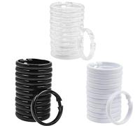 Anneaux de rideau de douche en plastique, 12 pièces, crochets de rideau de douche, anneaux en forme de O, crochet qui brille facilement sur la tige de douche de salle de bain white