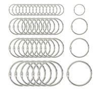 Anneaux Métalliques Pour Classeur À Feuilles Mobil Classeur à feuilles mobiles en métal argenté, anneaux articulés, porte-clés, Album Scrapbook, artisanat ouvert, 20-88mm(15pcs outer 45mm)