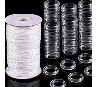 Anneaux Rideau Romain,RoadLoo 100 PiècesTransparent Anneau 8-13 mm Romains Forme de O Aveugles Rideau Romains Rideaux en Plastique 50m 1,8 mm Cordon Cordon Levage Tressé Blanc pour Stores Accessoires
