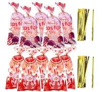 Anneome 100 Paquet Présents de Pâques en Cellophane Opp Attaches Torsadées pour Emballage Alimentaire et Présents, pour Fêtes de Pâques