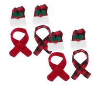 Anneome 4 Ensembles Décorations Bouteilles de Mini Bonnet Père Noël et Écharpe à Carreaux Rouge et Noir Housses de Bouteille Robustes pour et Décorations de Table