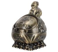 Anneome Cendrier Vintage en Alliage de Zinc, avec Couvercle, Coupe-Vent, Anti-odeurs, Forme sphérique, décoratif, pour intérieur, Cadeau pour Homme