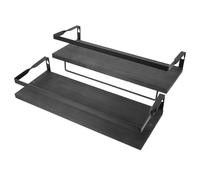 Anneome Étagère Flottante Murale en Métal et Bois 2 Pièces Noire | Support de Décoration Murale, Support de Rangement, Salon et Chambre, Petite Décoration Intérieure