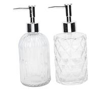 Anneome Flacon de Voyage 2pcs en Verre et PP 500ml Réutilisable Pompe, Distributeur de Savonnette Liquide pour Salle de Bain et Hôtel