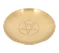 Anneome Plateau Décoratif en Cuivre Or Pentagramme Rond, Assiette Porte-Bougie Rituelle Pratique et Résistante, pour Décoration D'autel et Présent de Pendaison de Crémaillère