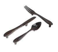 Anneome Poignées de Meuble Design Rétro en Alliage de Zinc Lot de 3 Argenté Forme Couteau Fourchette Cuillère Finition et Remplacement Facile pour Armoires et Tiroirs