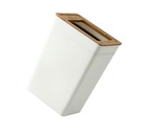 Anneome Poubelle Cuisine avec Couvercle en Bois Blanche en Plastique | Corbeille Décorative Minimaliste, Légère et Pratique, pour Déchets Ménagers ou Papier, la Cuisine et Bureau