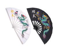 Anneome Ventilateur de Poche de fête 2pcs pliants en Plastique, Motif Dragon, Facile à Manipuler, pour Danseuses et cérémonies Traditionnelles