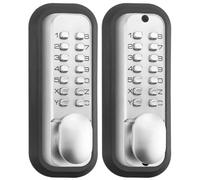 ANNFUZ Serrure de porte entièrement mécanique sans ombinaison double face et poignée pour portail d'entrée, verrouillage automatique, bouton poussoir intérieur et extérieur pour clôture, sans