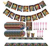 Anniversaire Encanto Décoration Fête Vaisselle à thème FONGWAN Assiettes Bannière Tasses Nappe Pailles Fêtes Supplies - Coloré Multicolore G