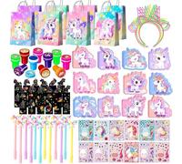 Anniversaire Licorne Cadeau,84pcs Cadeaux de Fête d'Anniversaire Unicorn set - Sac Licornes Anniversaires de Carnets Timbre Autocollants etc Cadeaux d'Anniversaire Licornes pour Decorations