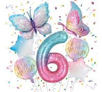 Anniversaire Papillon 6 Ans Kit, Ballons Papillon | Ballon papillon en Papier D'aluminium, Décoration D’Anniversaire Rose, Décoration de Fille de 6 Ans Anniversaire