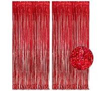 Anniversaire Rideaux Rouge Paillette - GREATRIL Serpentins Métallique Décoration de Fête de Fond pour Casino Circus Foraine Spiderman Ladybug Las Vegas Foraine Saint Valentin Fête