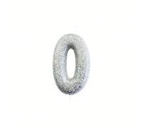 Anniversary House AHC40/0 Bougie à paillettes en forme de chiffre 0 Argenté métallisé 7 cm